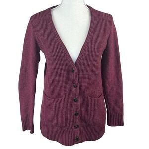 Madewell Maroon Waffle Knit Merino Wool Cardigan Sweater Size S